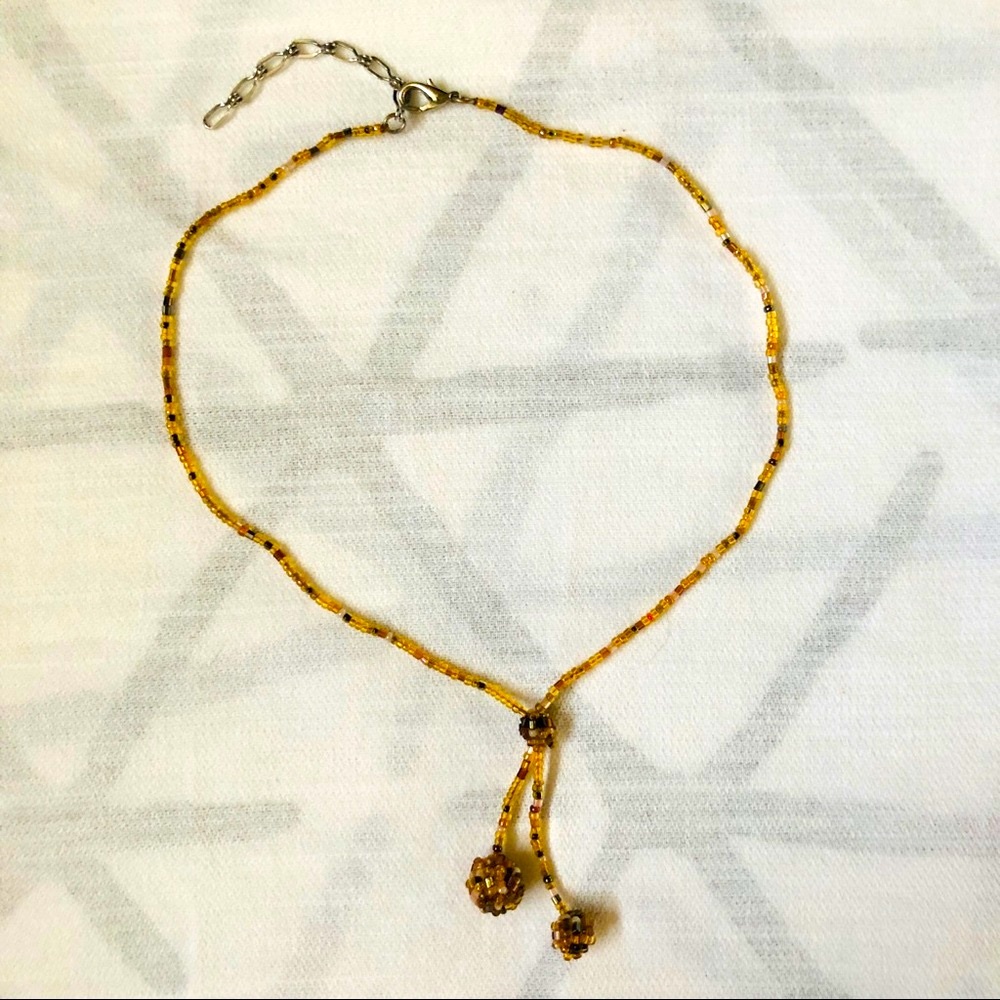 Boho Earth-tone Beaded Tassel Necklace